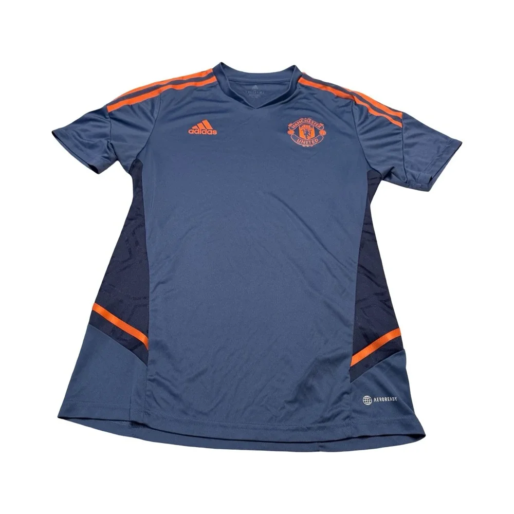 Adidas Manchester United Training Jersey Mens Medium Blue Orange Aeroready Shirt
